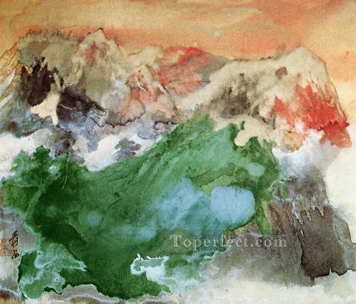 Chang dai chien mist at dawn 1974 old China ink Oil Paintings